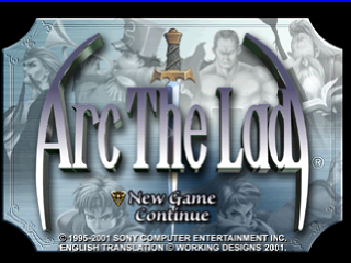 Arc The Lad title screen for Playstation